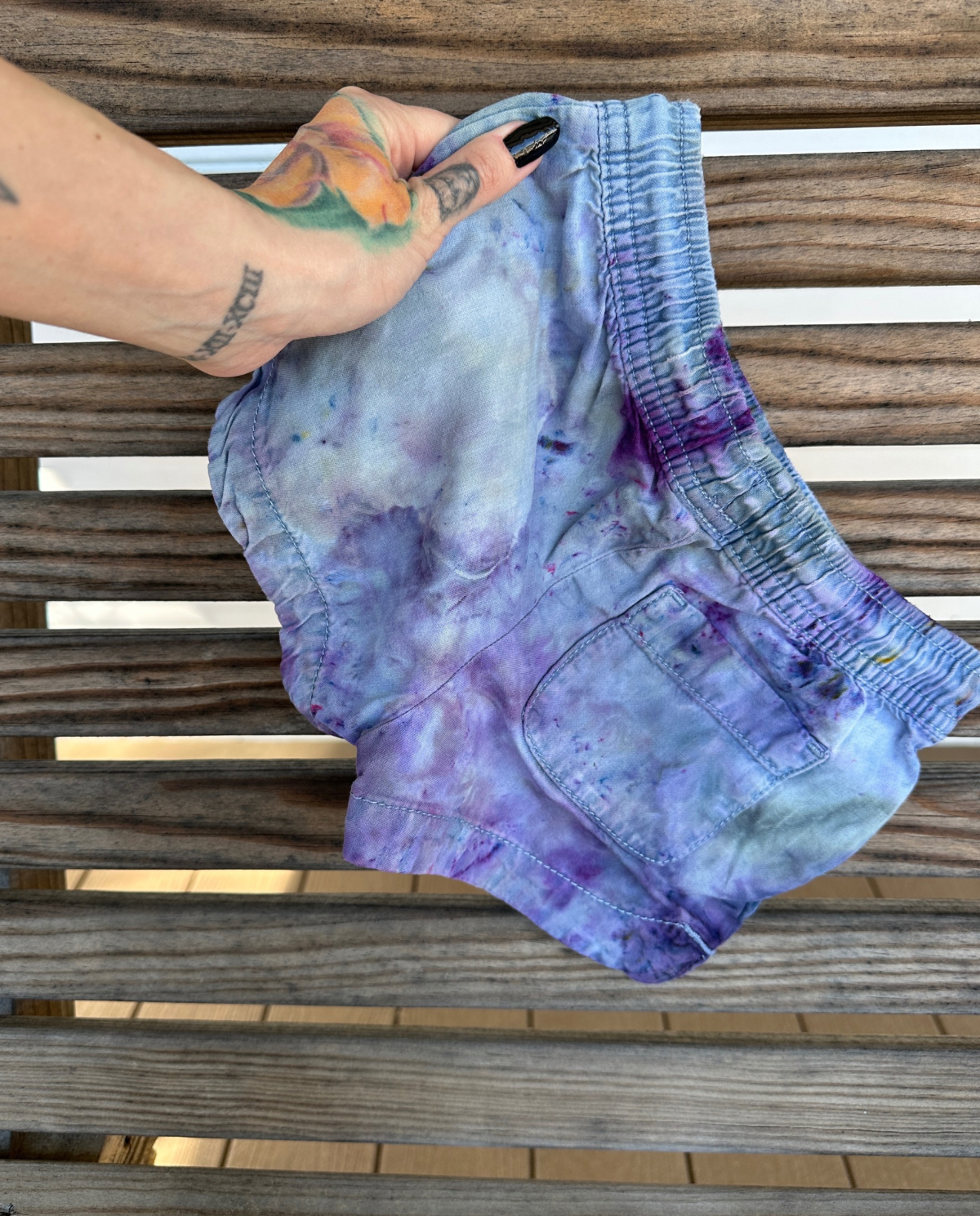 OOAK | Water Color Purple Cotton Shorts | Size 4T