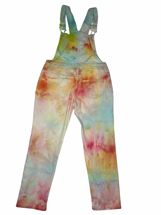 OOAK | Distressed Pastel Rainbow Overalls | Size 7