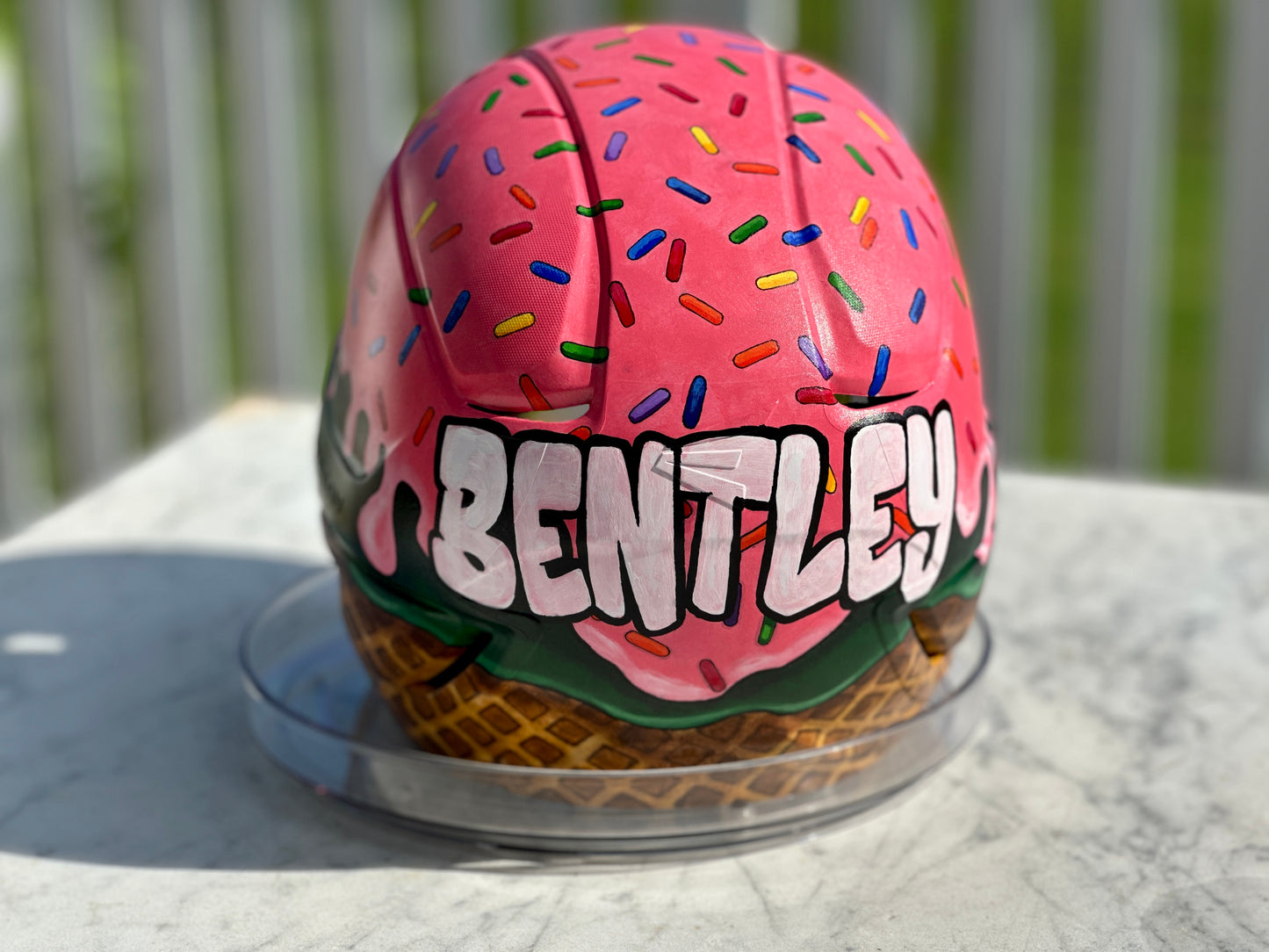 Ice Cream Drip Baseball Helmet | Custom Hand Painted Sports