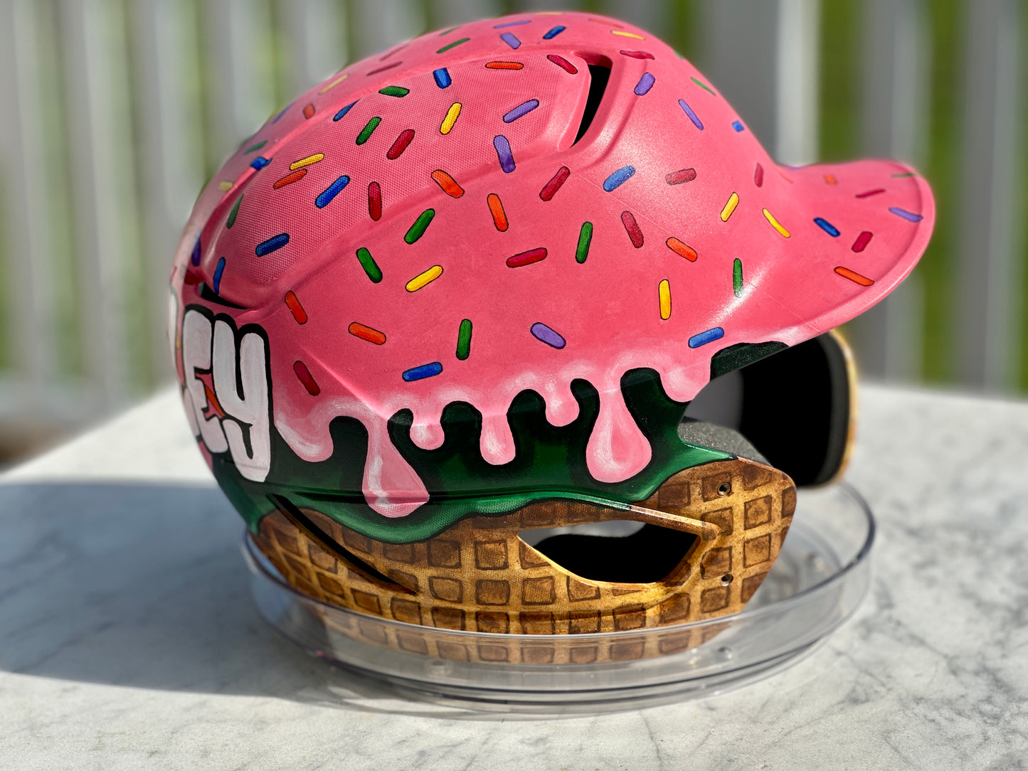Ice Cream Drip Baseball Helmet | Custom Hand Painted Sports