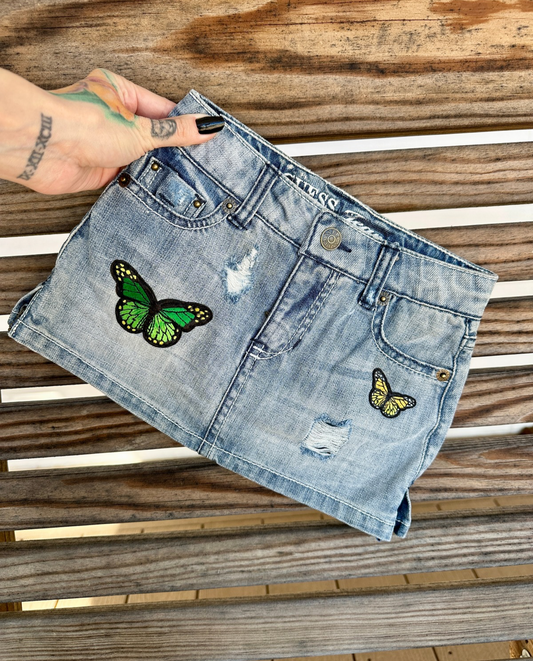 OOAK | Distressed Butterfly Patch Skirt | Size 3T