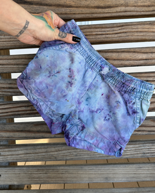 OOAK | Water Color Purple Cotton Shorts | Size 4T