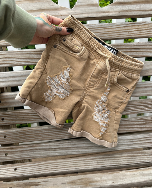 OOAK | Distressed Khaki Shorts | Size 4T