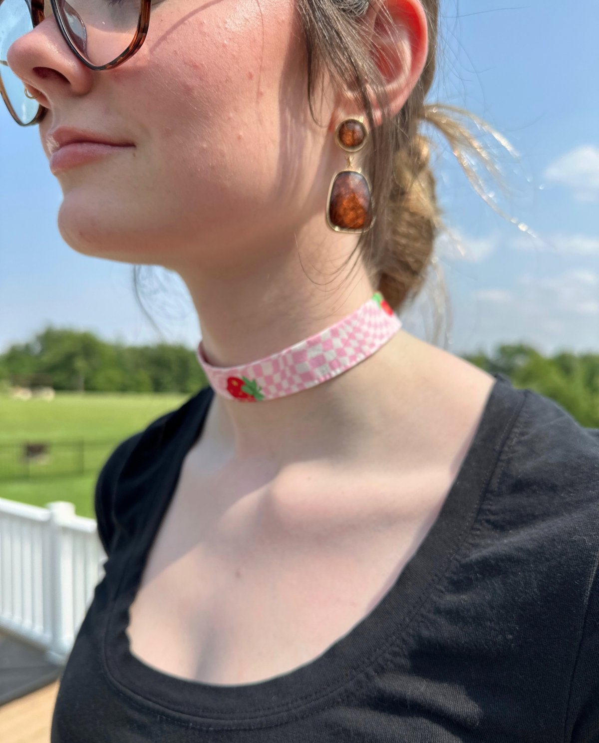 LR | Pink Strawberries Choker Necklace