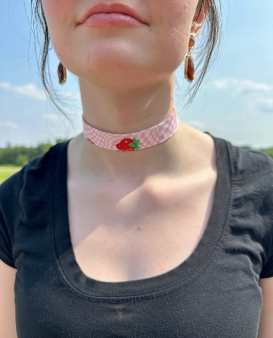 LR | Pink Strawberries Choker Necklace