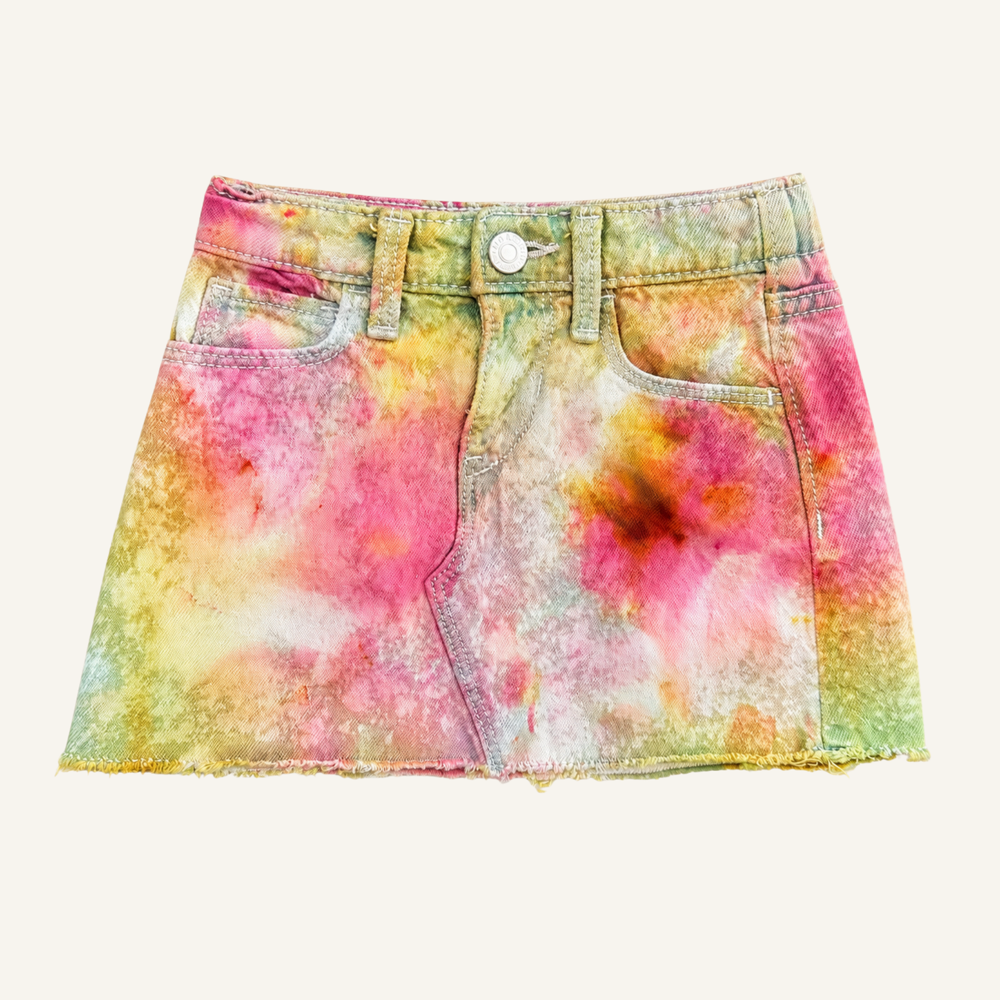 Reworked | Watermelon Acid Wash Skirt - Size 2T